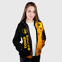 Куртка с капюшоном женская Tomb Raider - gold gradient: по-вертикали, цвет: 3D-черный — фото 2