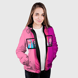 Куртка с капюшоном женская Группа Black pink на фоне оттенков розового, цвет: 3D-черный — фото 2