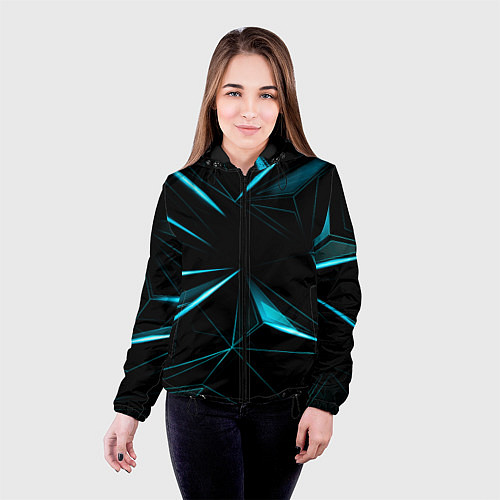 Женская куртка Light blue hexagon / 3D-Черный – фото 4