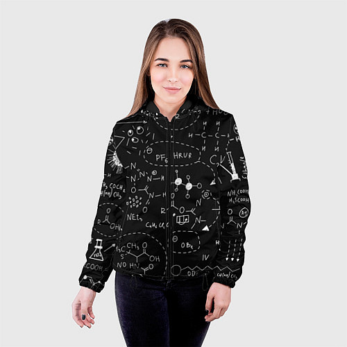 Женская куртка Химические формулы на чёрном / 3D-Черный – фото 4