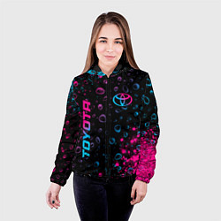 Куртка с капюшоном женская Toyota - neon gradient: надпись, символ, цвет: 3D-черный — фото 2