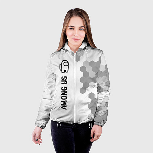 Женская куртка Among Us glitch на светлом фоне: по-вертикали / 3D-Белый – фото 4