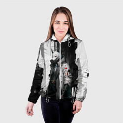 Куртка с капюшоном женская Охотник в маске кицунэ, цвет: 3D-белый — фото 2
