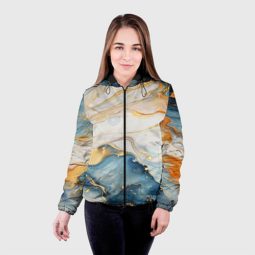 Женская куртка Мраморная абстракция / 3D-Черный – фото 4