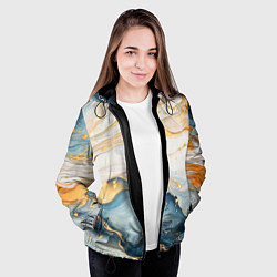 Куртка с капюшоном женская Мраморная абстракция, цвет: 3D-черный — фото 2