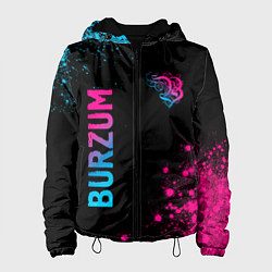 Куртка с капюшоном женская Burzum - neon gradient: надпись, символ, цвет: 3D-черный