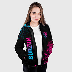 Куртка с капюшоном женская Burzum - neon gradient: надпись, символ, цвет: 3D-черный — фото 2