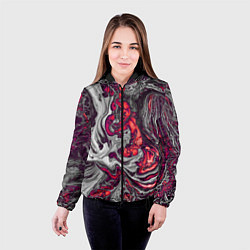 Куртка с капюшоном женская Абстрактные разводы, цвет: 3D-черный — фото 2