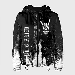 Женская куртка Burzum и рок символ на темном фоне