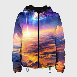 Куртка с капюшоном женская Космическая вселенная, цвет: 3D-черный