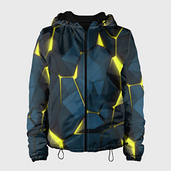 Куртка с капюшоном женская Желтые неоновые плиты, цвет: 3D-черный