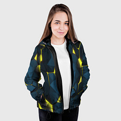 Куртка с капюшоном женская Желтые неоновые плиты, цвет: 3D-черный — фото 2