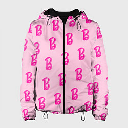 Куртка с капюшоном женская Барби паттерн буква B, цвет: 3D-черный