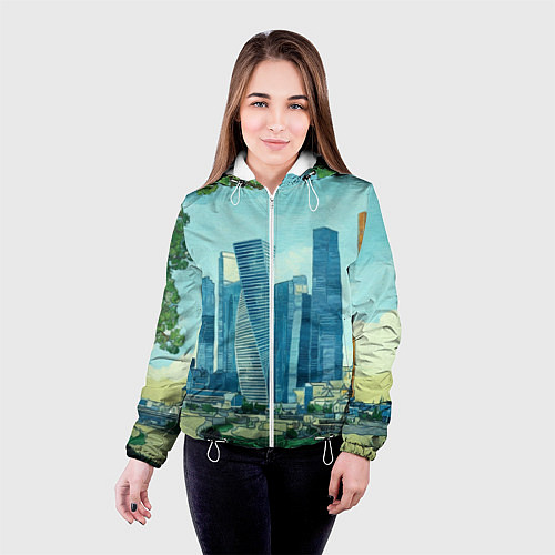 Женская куртка Москва-сити Ван Гог / 3D-Белый – фото 4