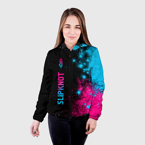 Женская куртка Slipknot - neon gradient: по-вертикали / 3D-Черный – фото 4
