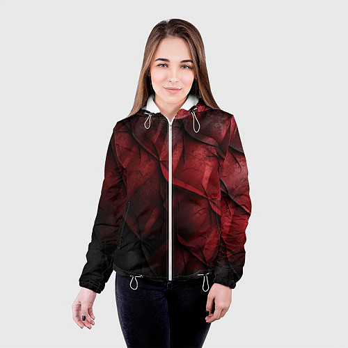 Женская куртка Black red texture / 3D-Белый – фото 4