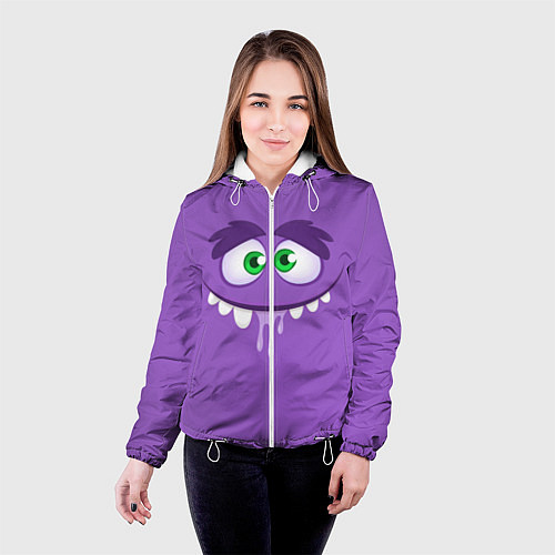 Женская куртка Глупое лицо монстра / 3D-Белый – фото 4