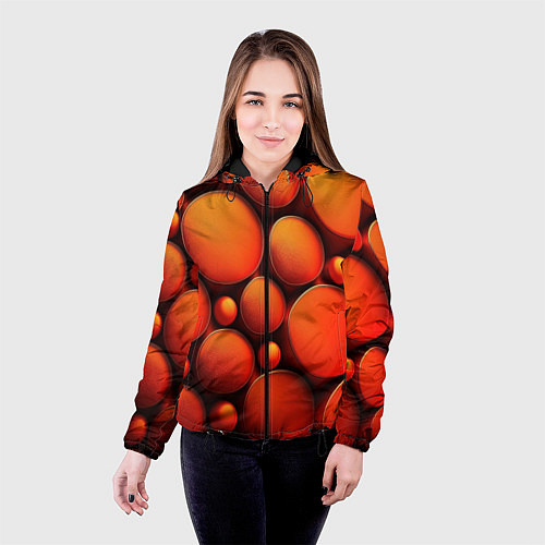 Женская куртка Оранжевы е круглые плиты / 3D-Черный – фото 4