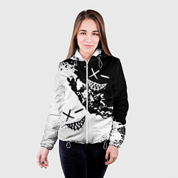 Куртка с капюшоном женская Smile - black and white, цвет: 3D-белый — фото 2