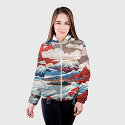 Куртка с капюшоном женская Пейзаж в Японском стиле, цвет: 3D-белый — фото 2