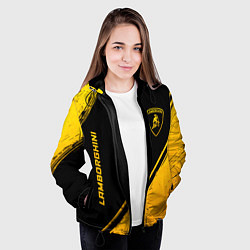 Куртка с капюшоном женская Lamborghini - gold gradient: надпись, символ, цвет: 3D-черный — фото 2