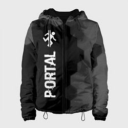 Куртка с капюшоном женская Portal glitch на темном фоне: по-вертикали, цвет: 3D-черный