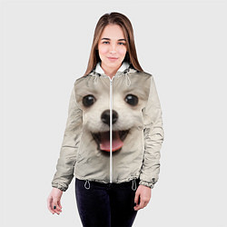 Куртка с капюшоном женская Белая собачка - Померанский Шпиц, цвет: 3D-белый — фото 2