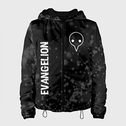 Куртка с капюшоном женская Evangelion glitch на темном фоне: надпись, символ, цвет: 3D-черный