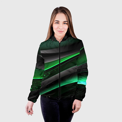 Женская куртка Black green line / 3D-Черный – фото 4