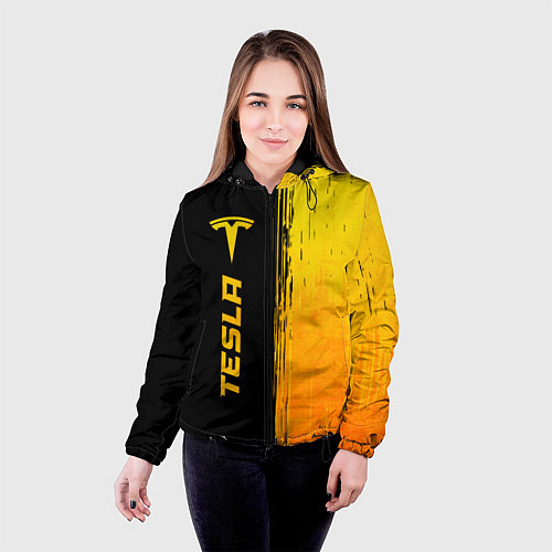 Женская куртка Tesla - gold gradient: по-вертикали / 3D-Черный – фото 4