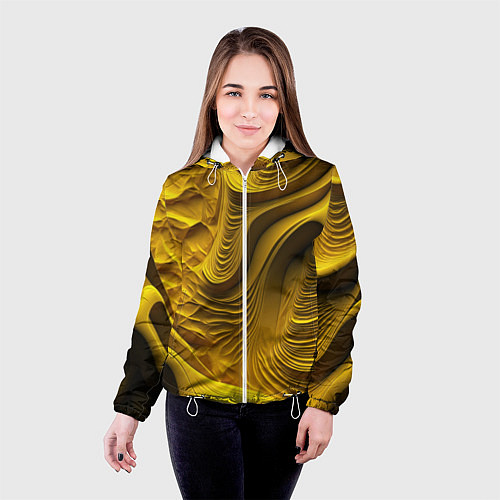 Женская куртка Объемная желтая текстура / 3D-Белый – фото 4