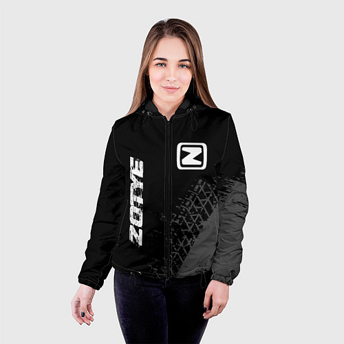 Женская куртка Zotye speed на темном фоне со следами шин: надпись / 3D-Черный – фото 4