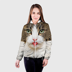Куртка с капюшоном женская Кошка показывает язык, цвет: 3D-белый — фото 2