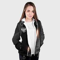 Куртка с капюшоном женская Герб России на темном фоне, цвет: 3D-белый — фото 2
