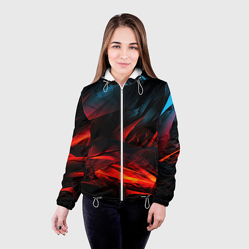 Женская куртка Red black abstract / 3D-Белый – фото 4