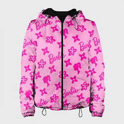 Куртка с капюшоном женская Барби паттерн розовый, цвет: 3D-черный