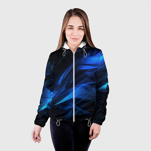 Женская куртка Black blue texture / 3D-Белый – фото 4