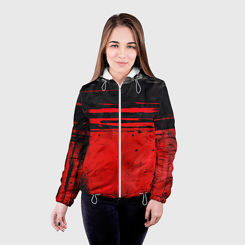 Женская куртка Black red texture / 3D-Белый – фото 4
