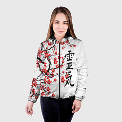 Куртка с капюшоном женская Цветущее дерево сакуры, цвет: 3D-черный — фото 2
