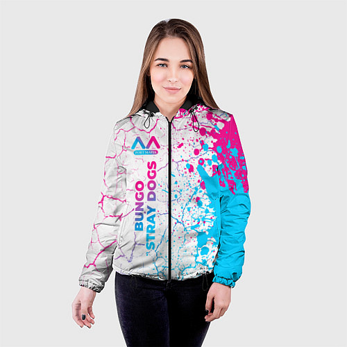 Женская куртка Bungo Stray Dogs neon gradient style: по-вертикали / 3D-Черный – фото 4