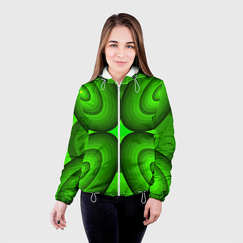 Женская куртка Зеленые овалы / 3D-Белый – фото 4