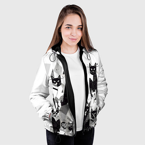 Женская куртка Абстрактные коты / 3D-Черный – фото 3