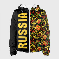 Куртка с капюшоном женская Russia хохлома, цвет: 3D-белый