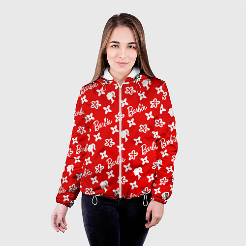 Женская куртка Барби паттерн красный / 3D-Белый – фото 4