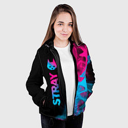 Куртка с капюшоном женская Stray - neon gradient: по-вертикали, цвет: 3D-черный — фото 2
