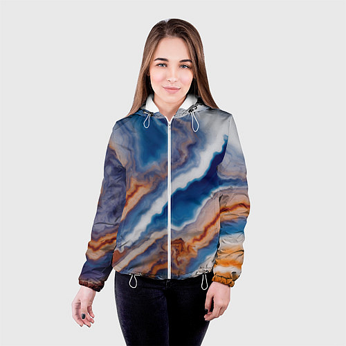 Женская куртка Волнистая разноцветная яшма / 3D-Белый – фото 4