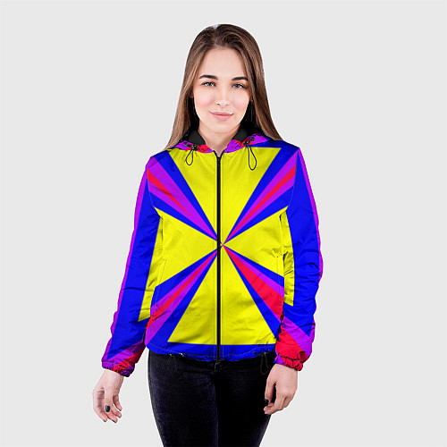 Женская куртка Абстракция геометрическая / 3D-Черный – фото 4