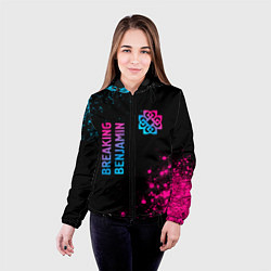 Куртка с капюшоном женская Breaking Benjamin - neon gradient: надпись, символ, цвет: 3D-черный — фото 2
