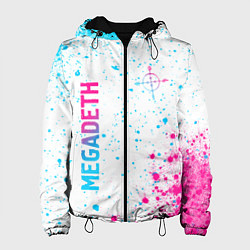 Куртка с капюшоном женская Megadeth neon gradient style: надпись, символ, цвет: 3D-черный