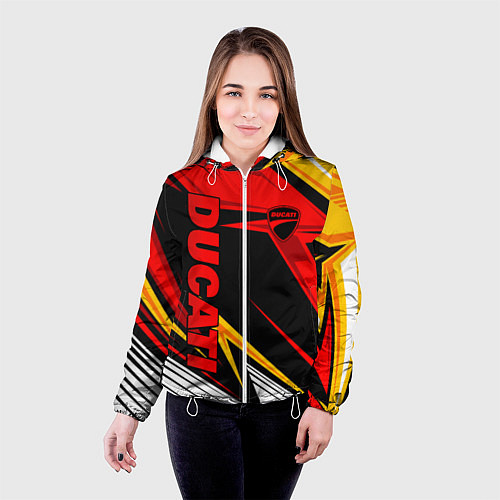Женская куртка Ducati - red uniform / 3D-Белый – фото 4